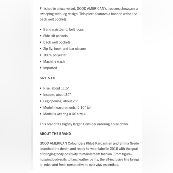 GOOD AMERICAN VELVET WIDE-LEG PANTS - Picture 11 of 11